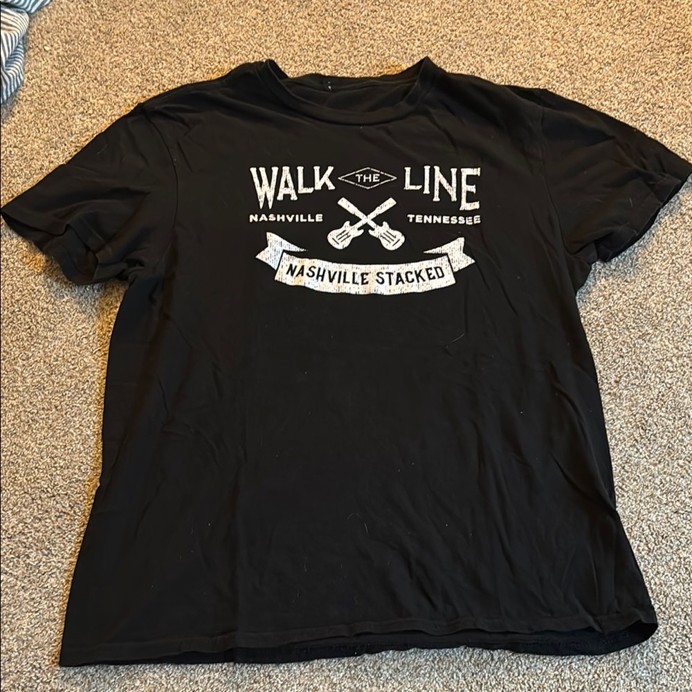 Black “Walk The Line- Nashville Stacked” T-Shirt